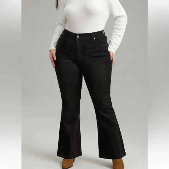 Bloomchic Black Flare Leg High Rise Full Length Jeans Size 26 - Picture 2 of 12